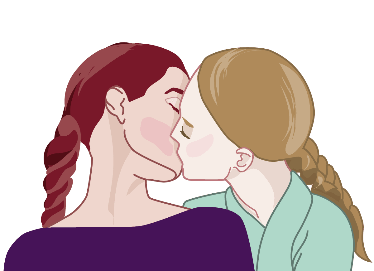 Zwei Frauen küssen sich