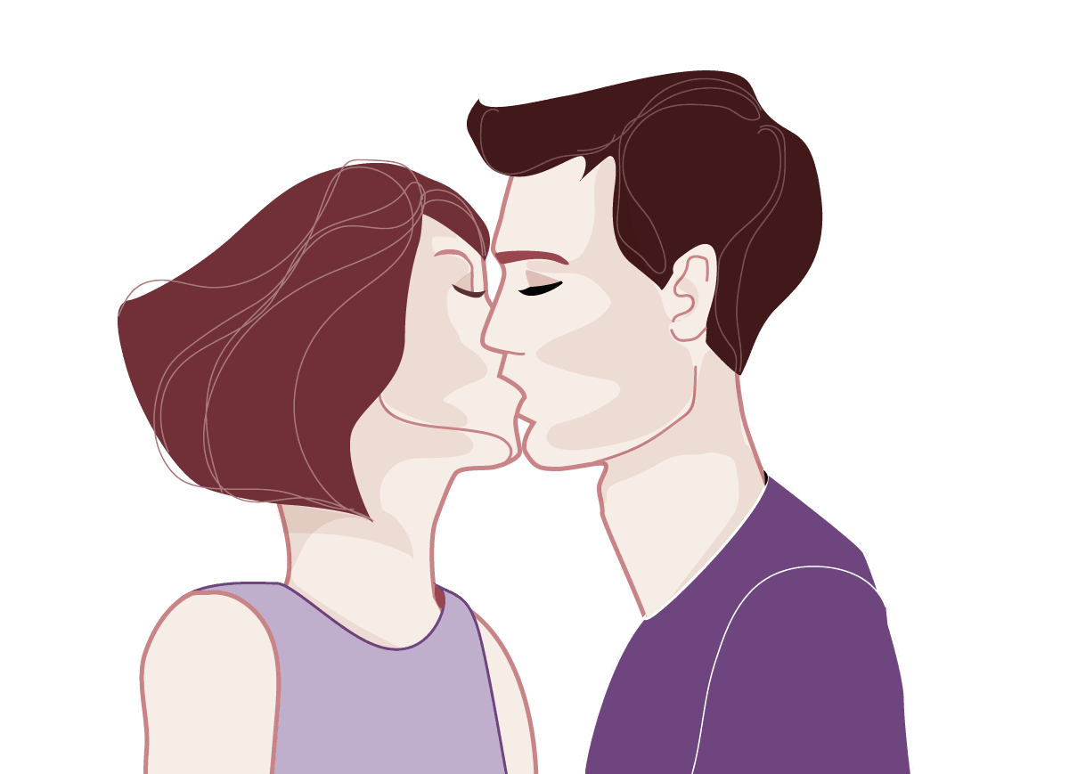 Eine Frau und ein Mann küssen sich